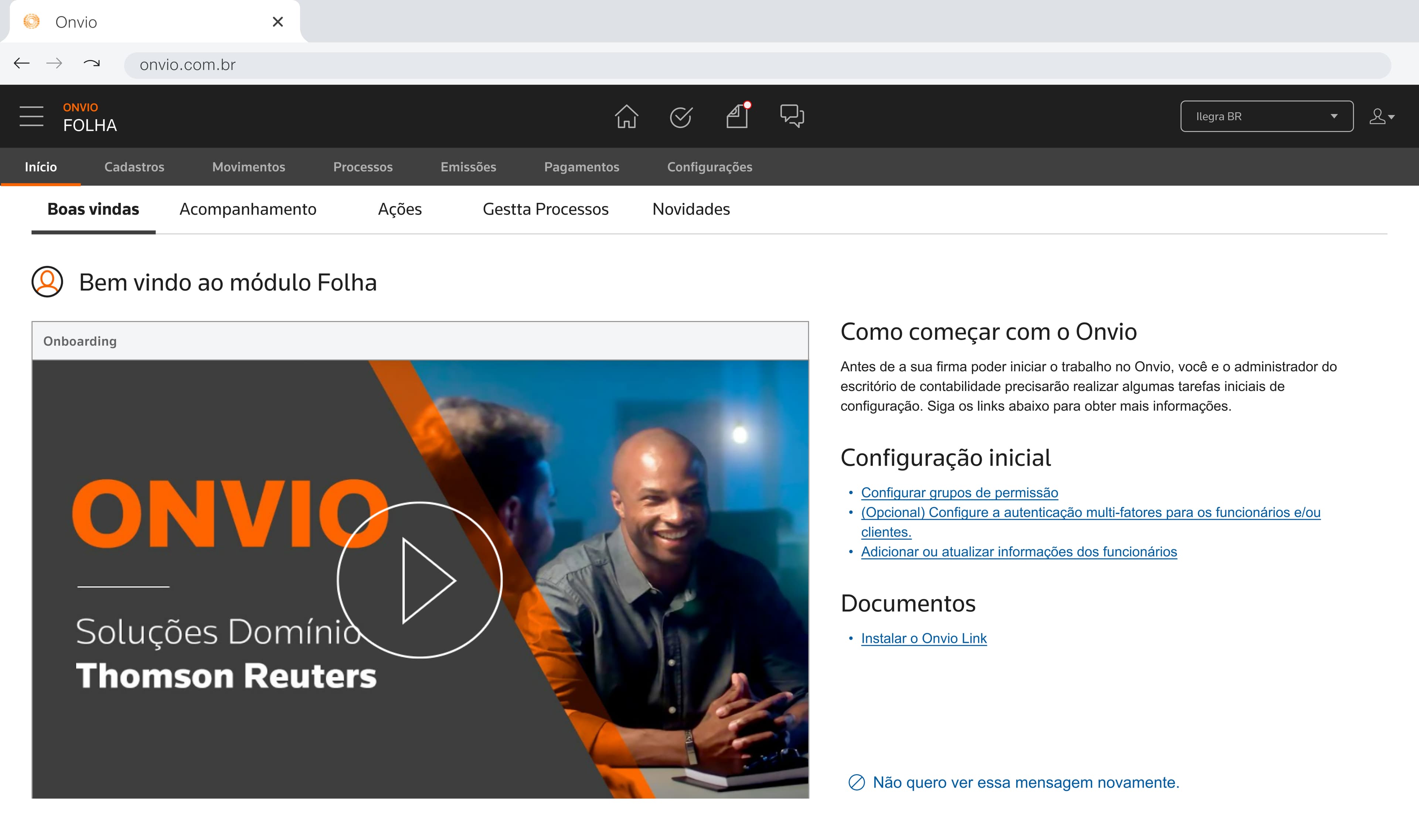 Starting screen for usability test activity 01: Finding pending eSocial issues