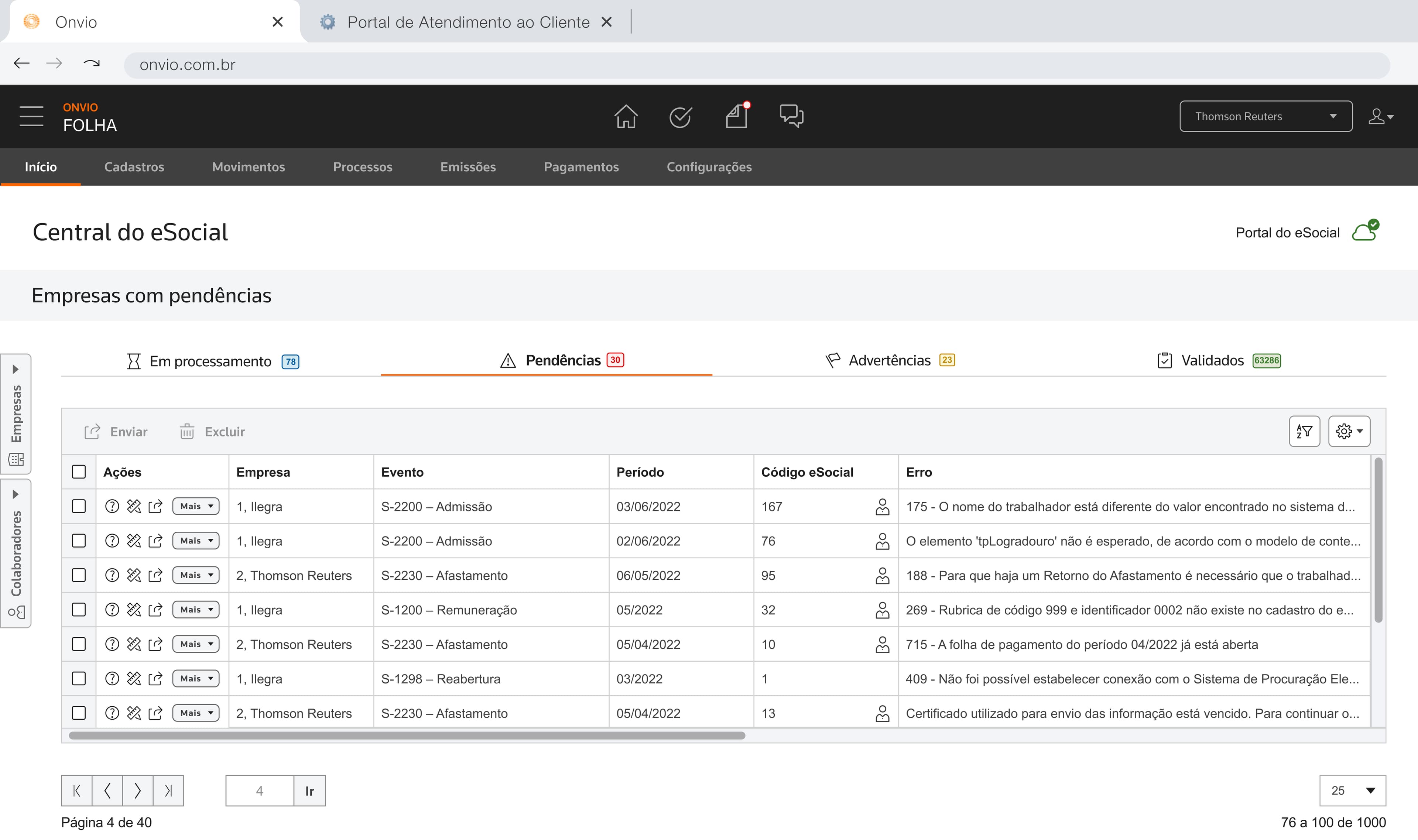 Starting screen for usability test activity 04: Filtering events by company